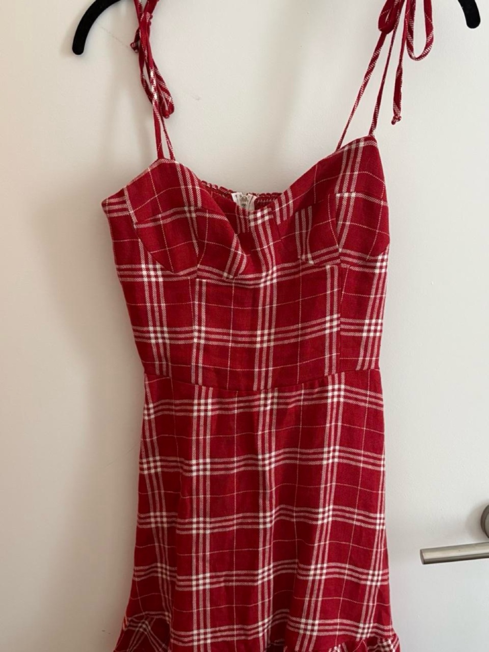 Reformation Red Plaid Tie-Strap Sundress - Women
